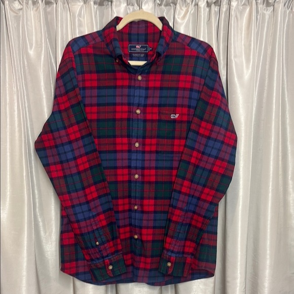 Vineyard Vines Men's Holiday Plaid Classic Fit Flannel Shirt, medium, Christmas - Picture 1 of 9